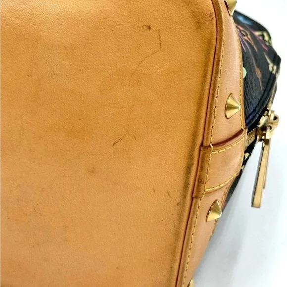 Louis Vuitton Murakami Alma PM Black Multicolor Satchel with Lock & Key Genuine - Picture 6 of 16